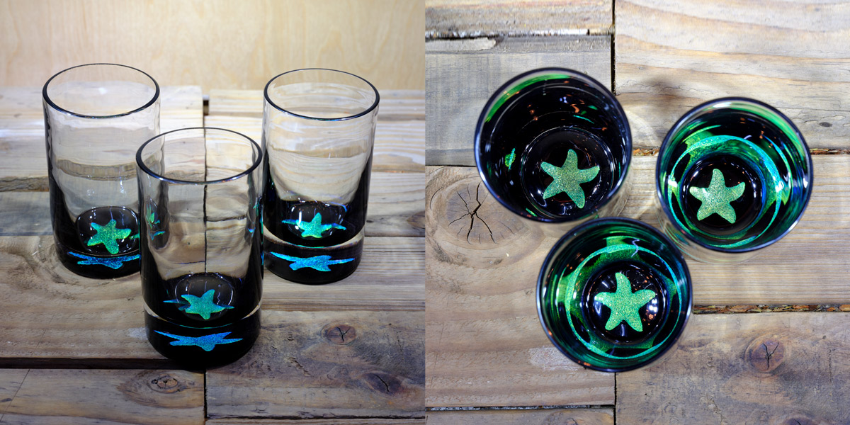 Starfish Water Glass in Brilliant Emerald/Ice Blue  – $120 Each